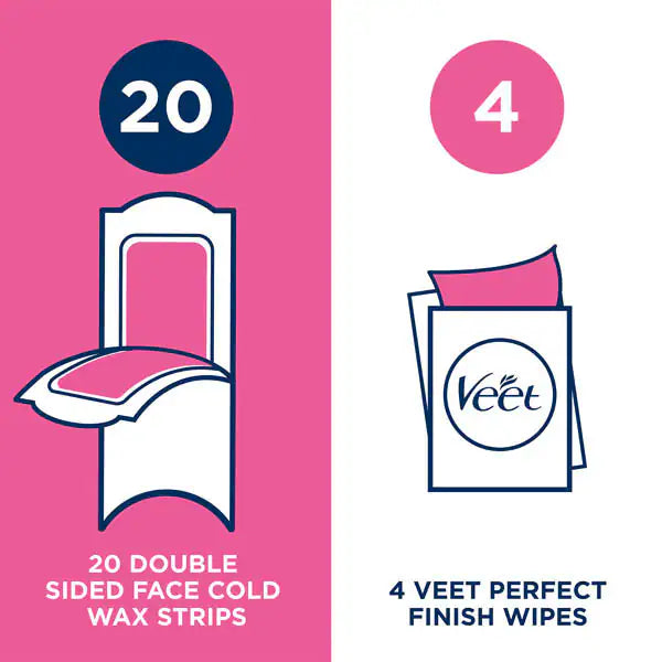 Veet face hair removal wax strips 40 pack (British brand)