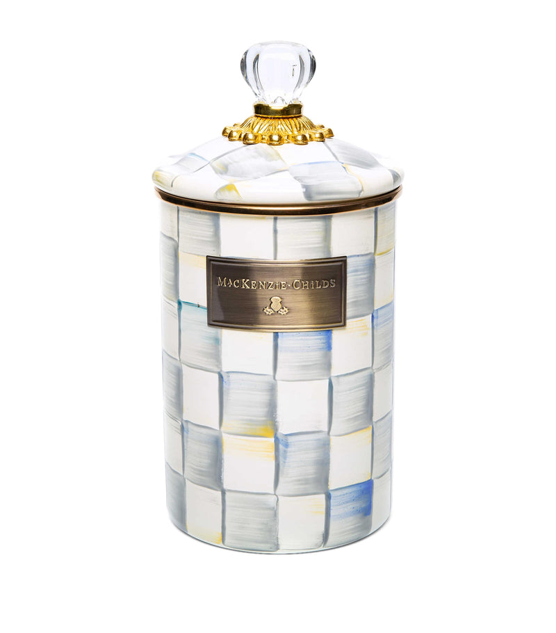 MacKenzie-Childs Sterling Check canister 25cm, imported from the UK