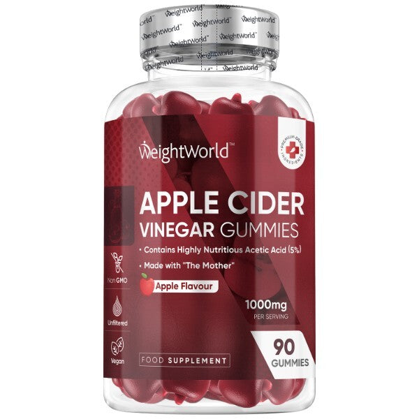 WeightWorld Apple Cider Vinegar Gummies 1000mg 90 gummies, imported from the UK