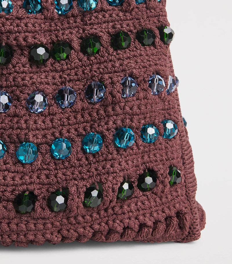 Sandro Paris crochet beaded top-handle bag, imported from the UK