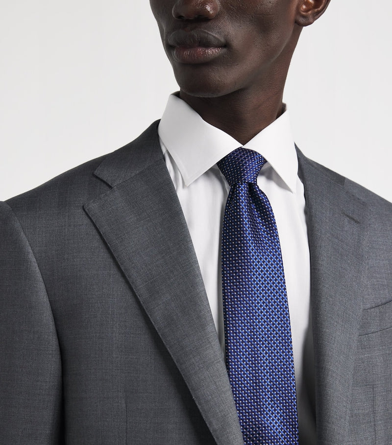 Eton silk geometric tie, 8.5cm width, imported from the UK
