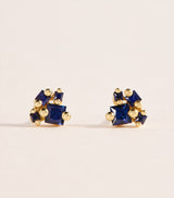 Harrods Suzanne Kalan Yellow Gold and Sapphire Princess Double Cluster Stud Earrings- Buy online at McGrocer