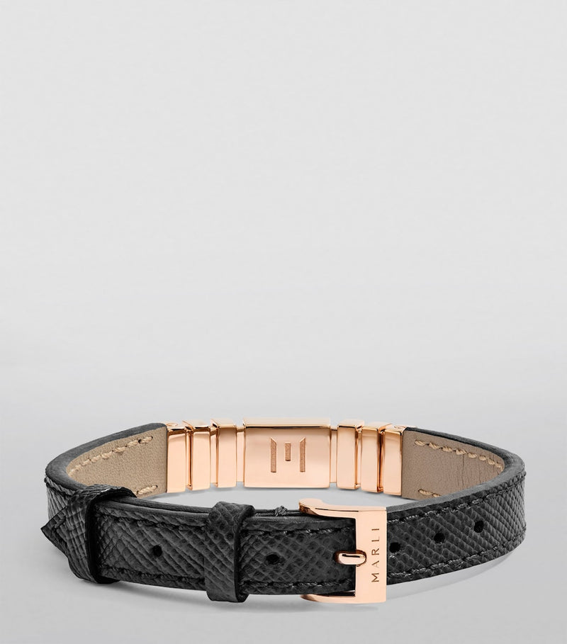Marli New York rose gold saffiano leather UNII bracelet (British brand)