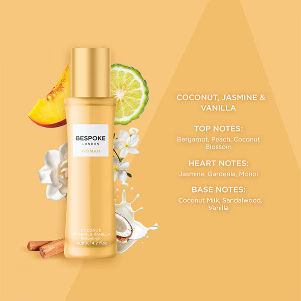 Bespoke Woman perfume mist coconut jasmine vanilla 140ml imported from the UK