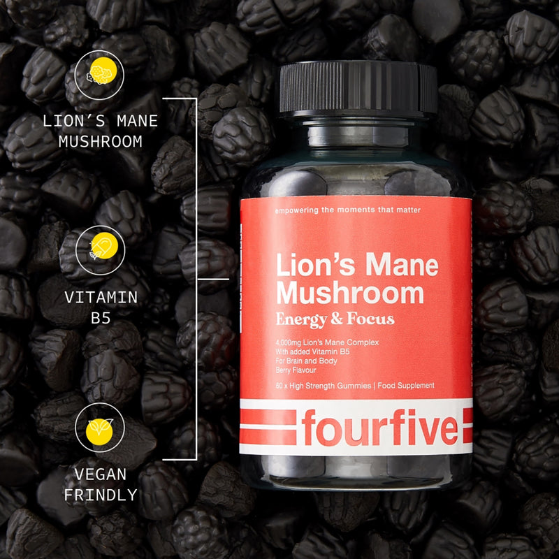 fourfive Focus & Energy Lion's Mane 4000mg Berry Gummies - British product