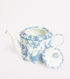 Harrods bone china teapot with toile pattern 16cm height, UK version