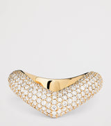 Harrods Yellow Gold and Diamond Drop Link Ring- Buy online at McGrocer