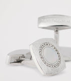 Tateossian Sterling Silver and Sapphire Graffiato Cufflinks (British brand)