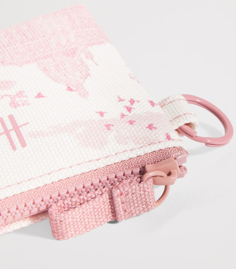 Harrods toile coin purse in cotton with London landmarks - British product