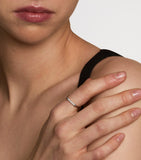 Astrid & Miyu rhodium-plated pavé knot ring (British brand)