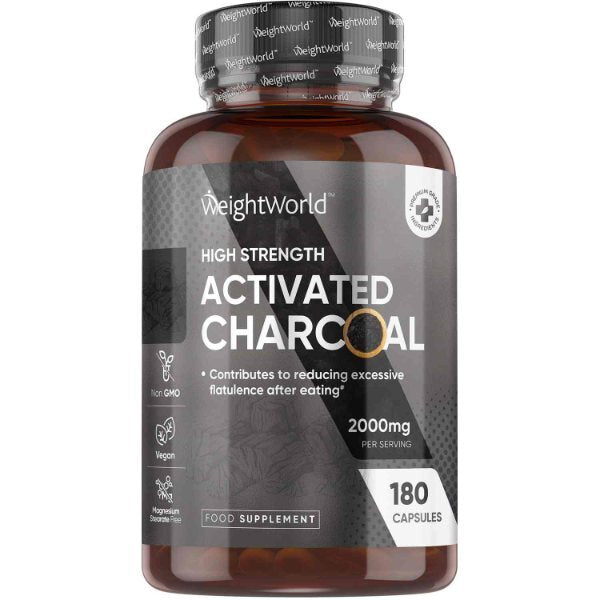 WeightWorld activated charcoal capsules 2000mg 180 count - British product