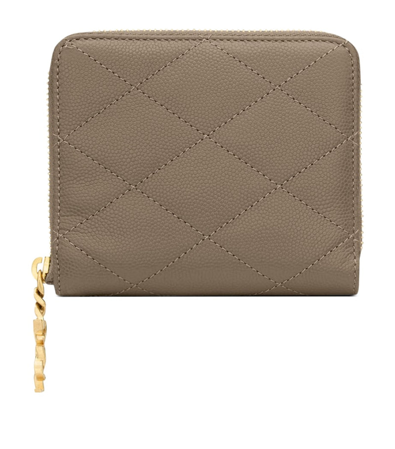 Saint Laurent Matelassé zip-up wallet H9cm x W10.5cm (British brand)
