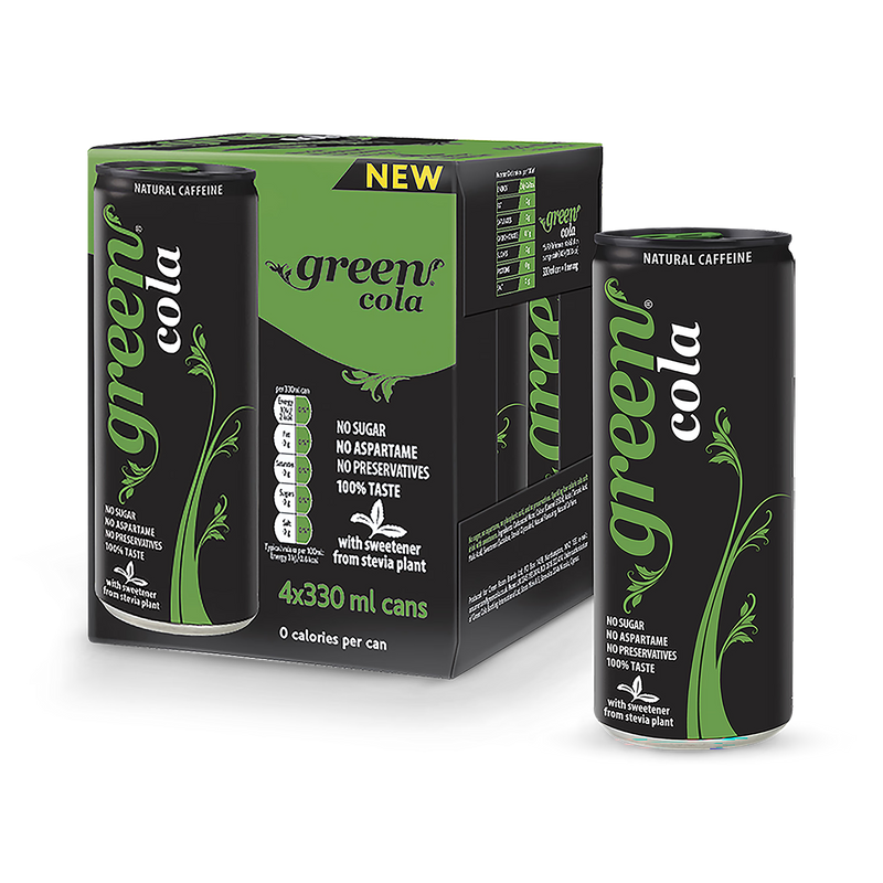 Green Cola zero sugar cola 4x330ml - British product