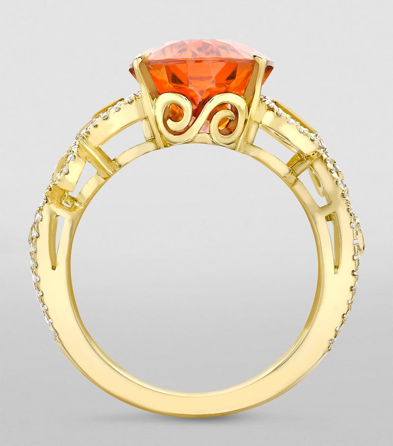 Boodles Vienna ring mandarin garnet diamond yellow gold, UK version