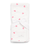 Harrods Rosa & Blue Bamboo and Organic Cotton Hearts Baby Blanket 75cm x 90cm- Buy online at McGrocer