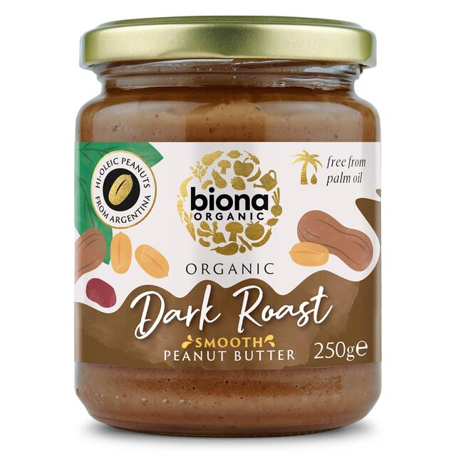 Biona Organic Hi Oleic Dark Roast Smooth Peanut Butter 250g - McGrocer