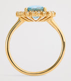 Suzanne Kalan gold ring with diamonds and sapphire, imported from the UK