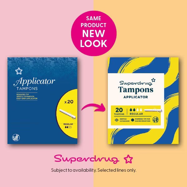 Superdrug Regular Applicator Tampons 20 Count (British brand)