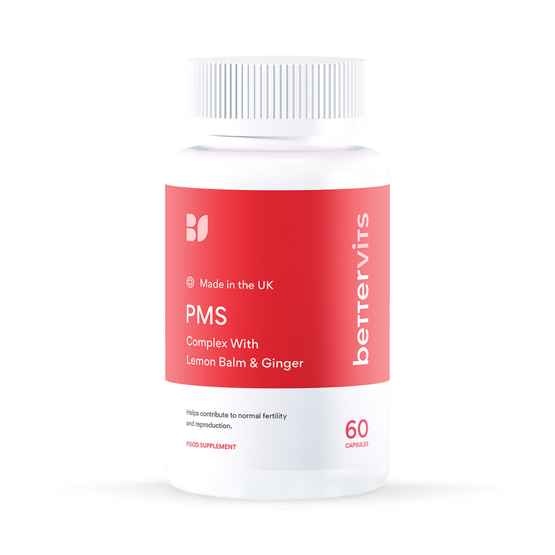 Bettervits PMS Complex with Lemon Balm and Ginger 60 capsules (British brand)