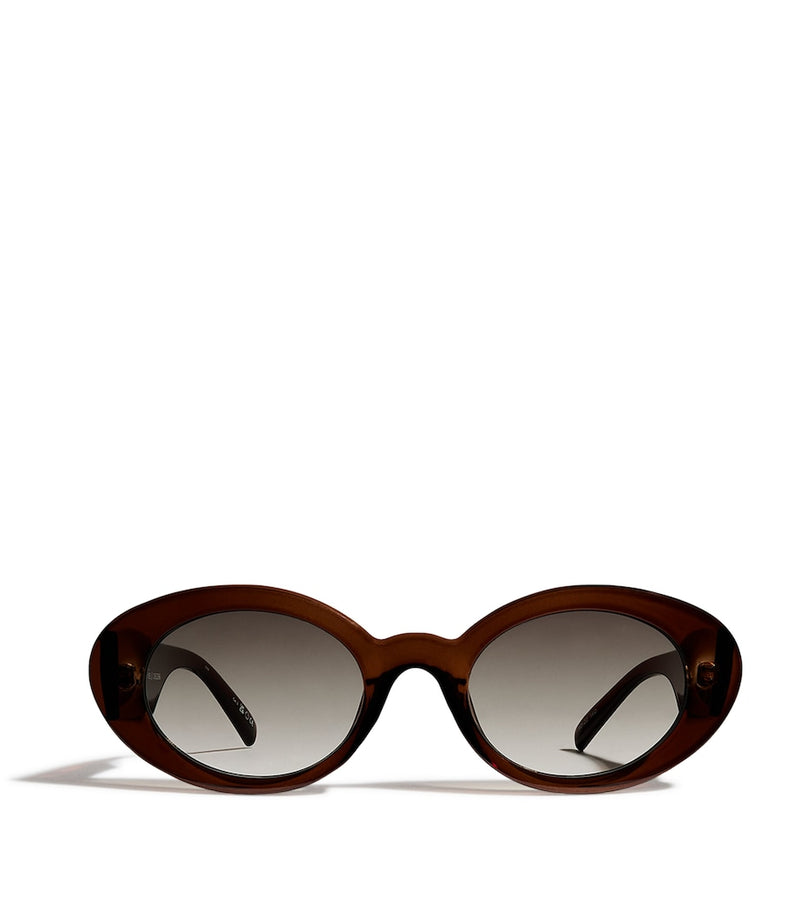 Le Specs oval sunglasses with khaki gradient lenses (British brand)