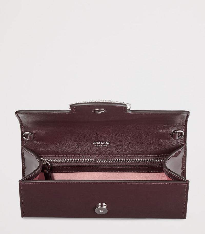 Jimmy Choo Bing patent leather wallet-on-chain (British brand)