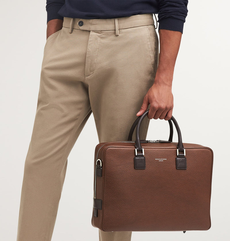 Aspinal of London Mount Street briefcase black saffiano leather (British brand)