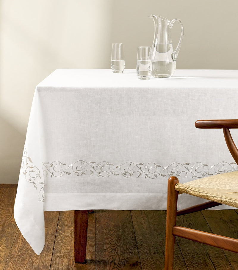 Dea Linen Embroidered Scroll Tablecloth 170cm x 270cm - British product