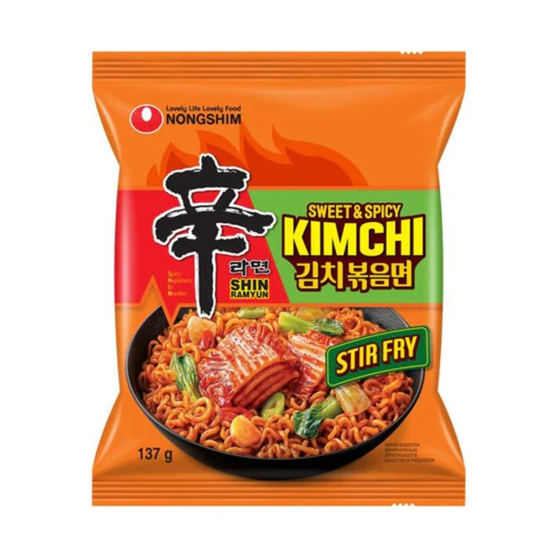 Nongshim stir-fried noodles kimchi flavour, UK version