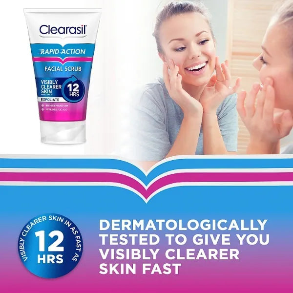 Clearasil Rapid Action Acne Exfoliating Face Scrub 125ml - British product