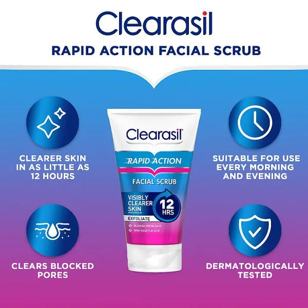Clearasil Rapid Action Acne Exfoliating Face Scrub 125ml - British product