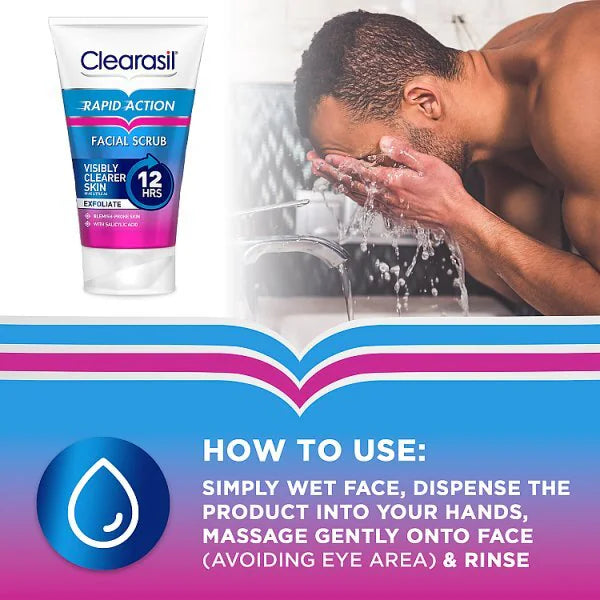 Clearasil Rapid Action Acne Exfoliating Face Scrub 125ml - British product