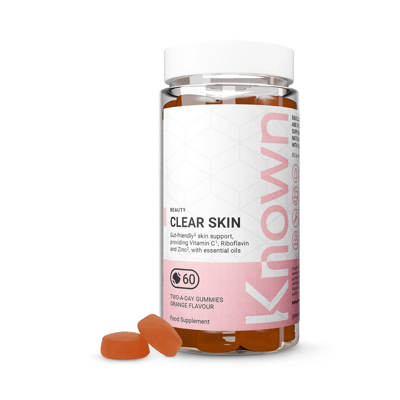 Known Nutrition Clear Skin Orange Flavour gummies 60 count, UK version
