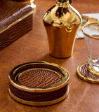 Aerin set of 4 leather classic coasters - British product