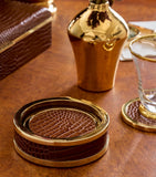 Aerin set of 4 leather classic coasters - British product