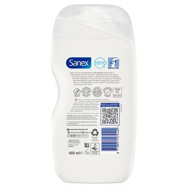 Sanex shower gel Zero% Dry Skin 450ml (British brand)