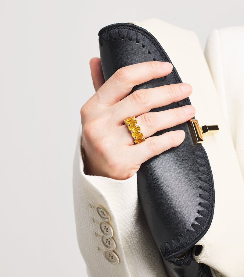 Suzanne Kalan yellow gold diamond sapphire ring size 7 - British product