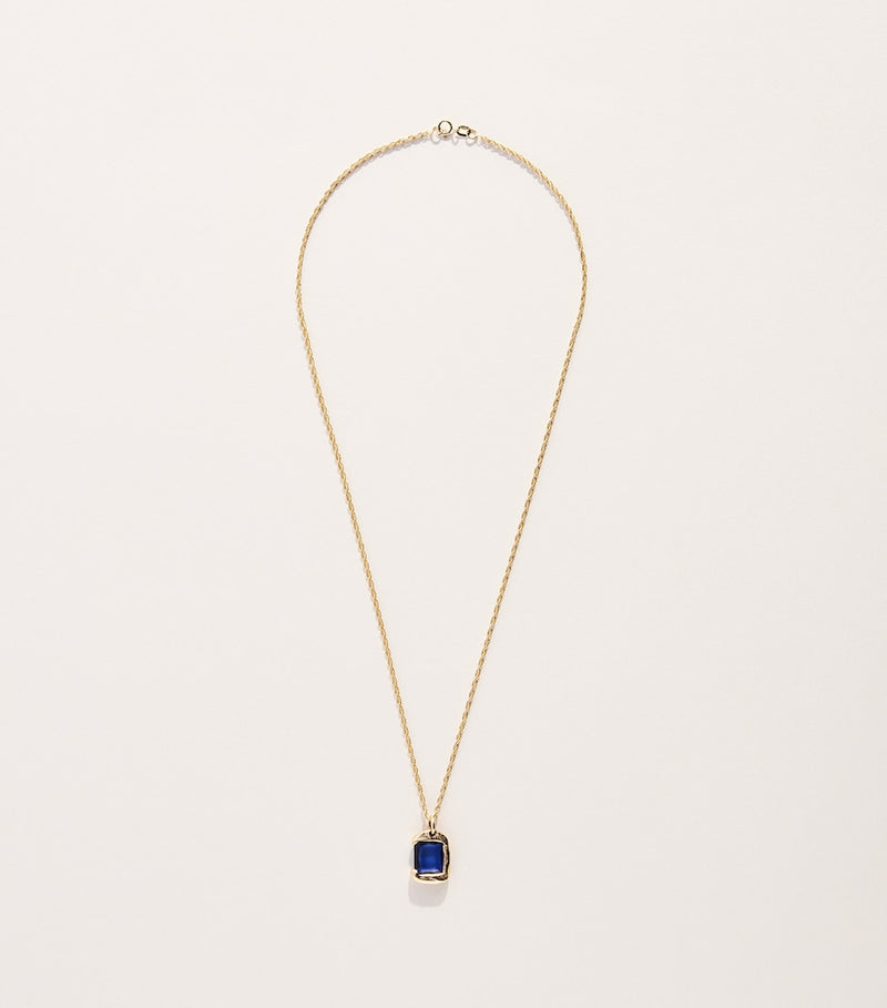 Bleue Burnham yellow gold sapphire pendant necklace, imported from the UK
