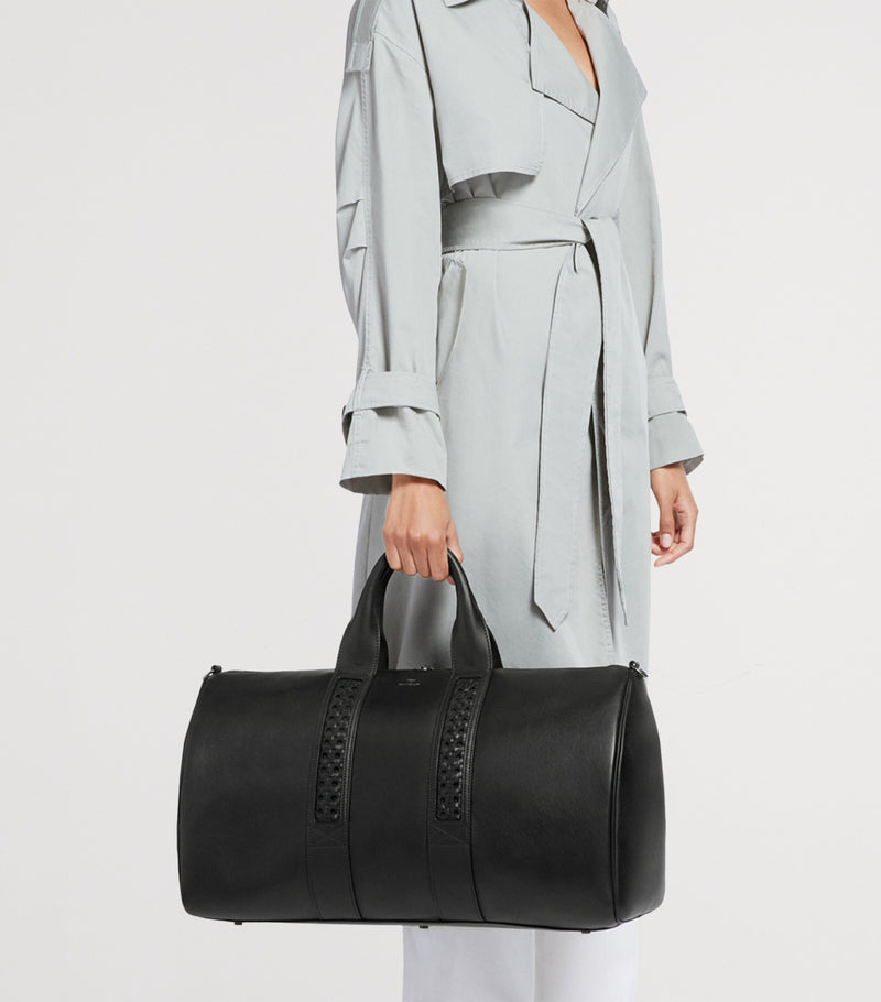 Aviteur Leather Woven-Detail Holdall with Calfskin and Alcantara Lining - British product