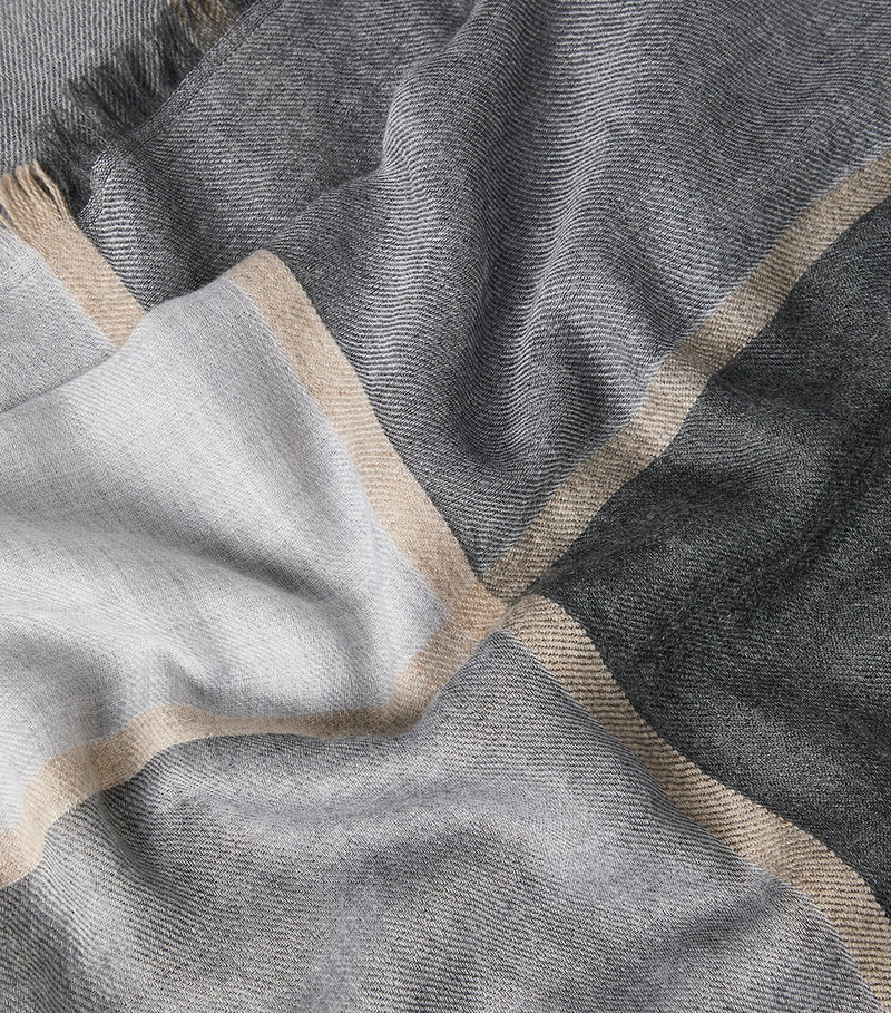 Brunello Cucinelli colour-block cashmere-silk scarf 75cm x 180cm (British brand)
