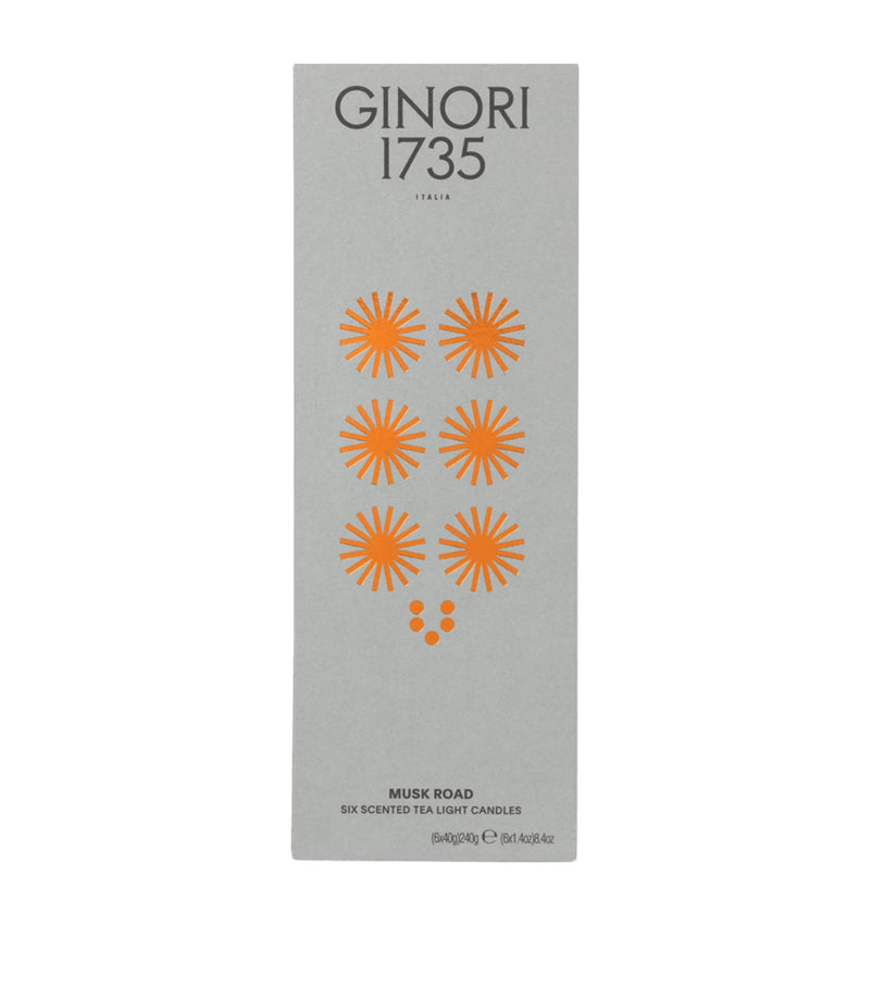 GINORI 1735 Musk Road tealight scented candles pack of 6, UK version