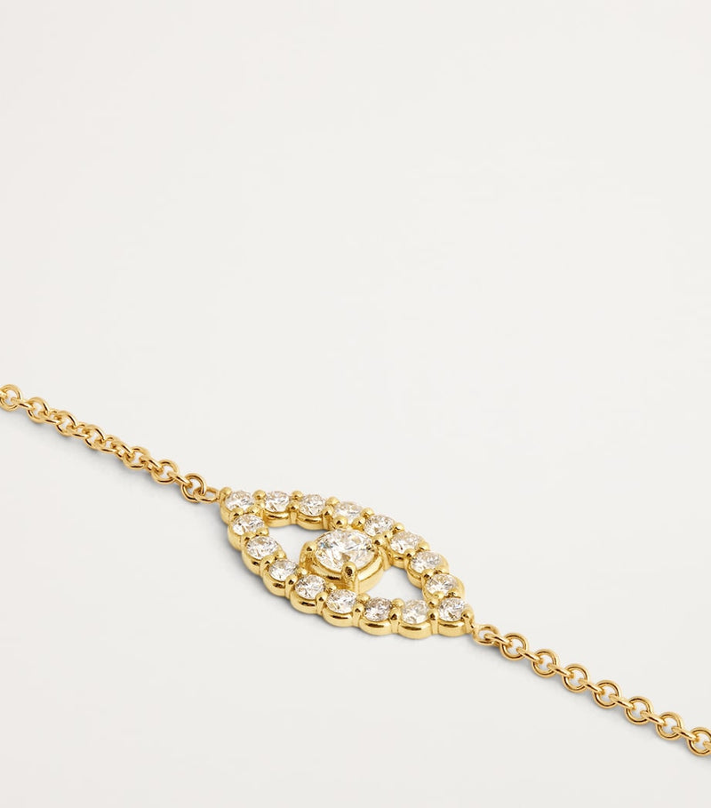 Jennifer Meyer evil eye bracelet in yellow gold with diamonds, imported from the UK