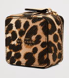 Smythson leopard print crossgrain leather trinket case, imported from the UK