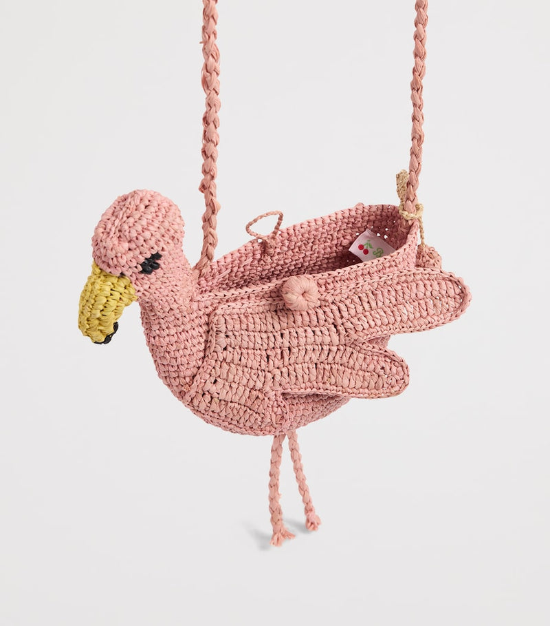 Bonpoint raffia flamingo handbag - British product