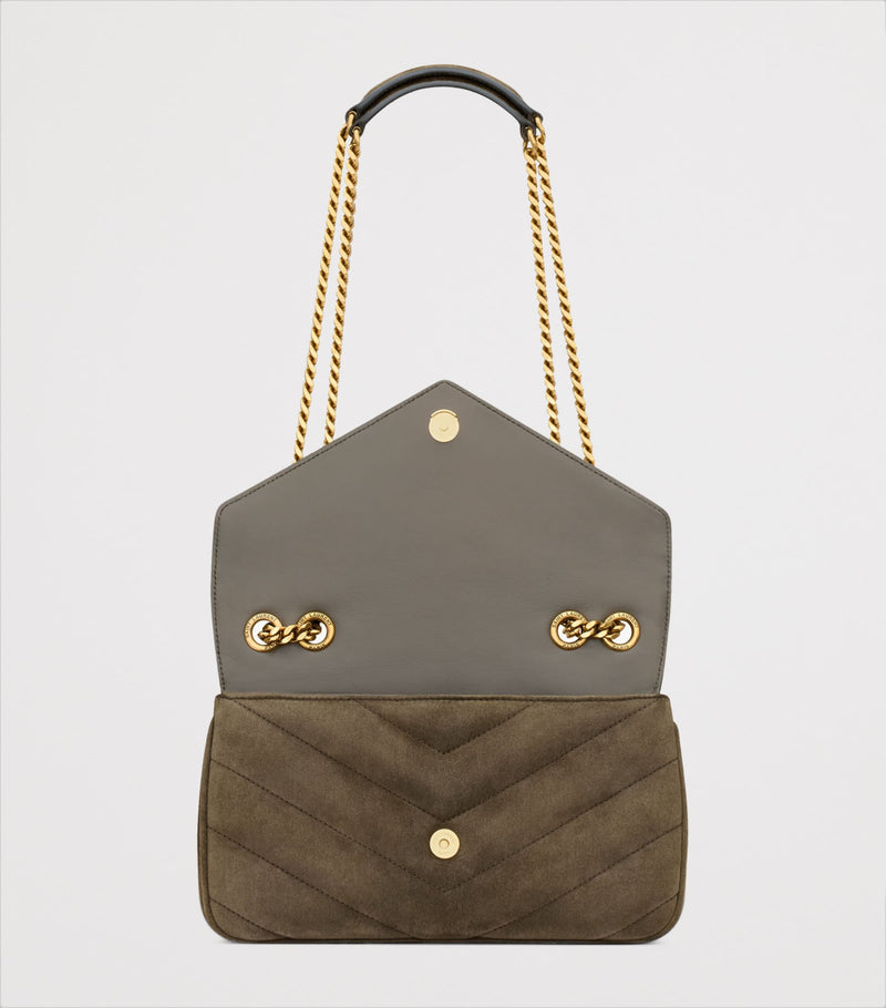Saint Laurent Small Loulou shoulder bag in padded suede, imported from the UK