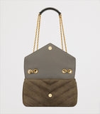 Saint Laurent Small Loulou shoulder bag in padded suede, imported from the UK