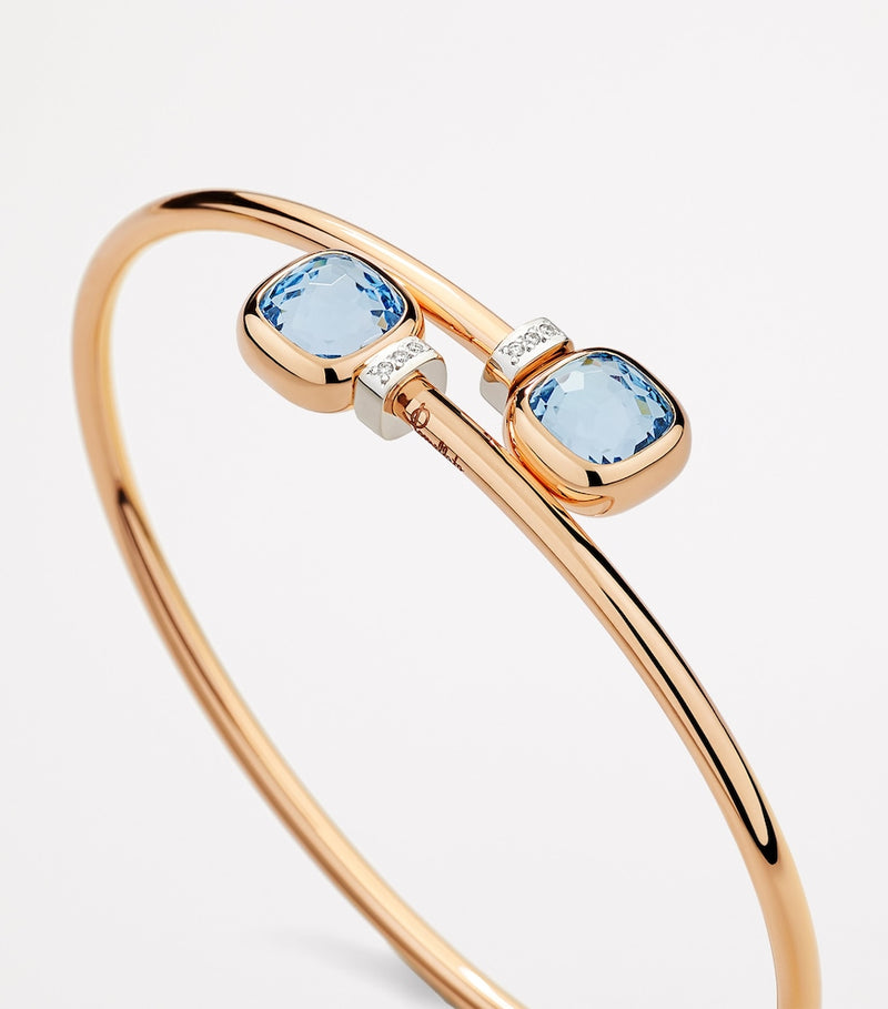 Pomellato Nudo bangle with blue topaz and diamonds - British product
