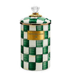 MacKenzie-Childs Emerald Check large canister 25cm, imported from the UK