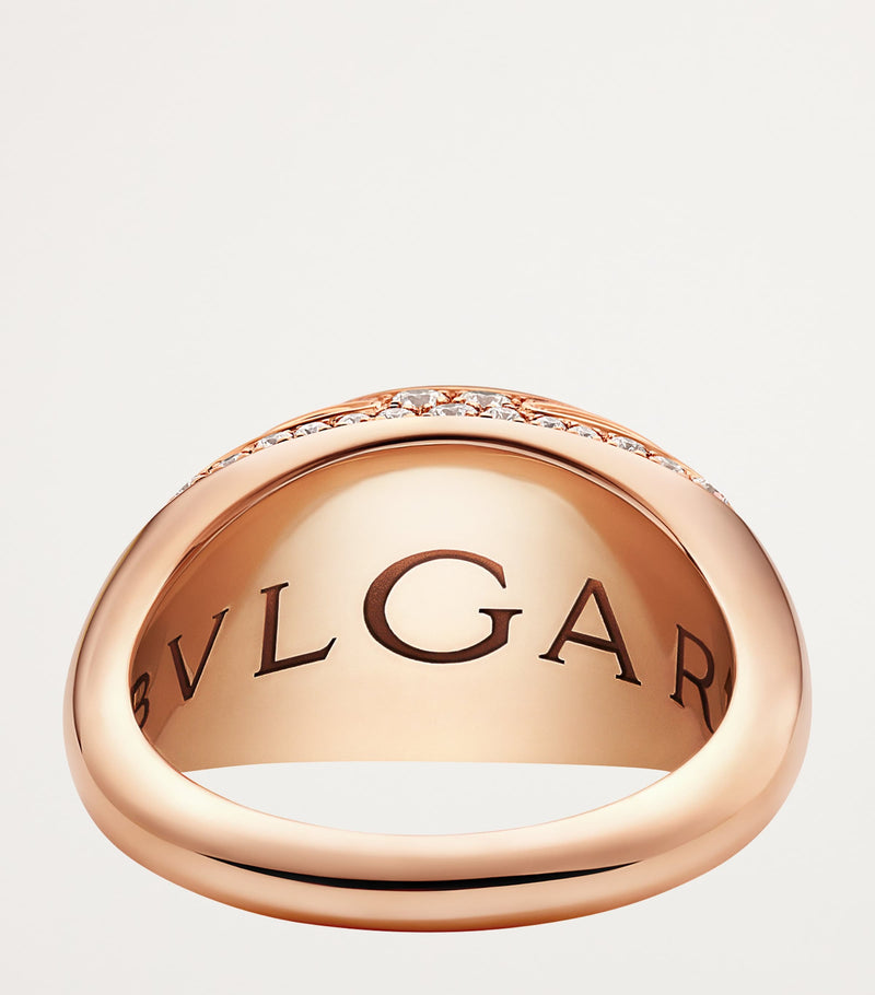 Bvlgari Cabochon ring 18kt rose gold with pavé diamonds, UK version