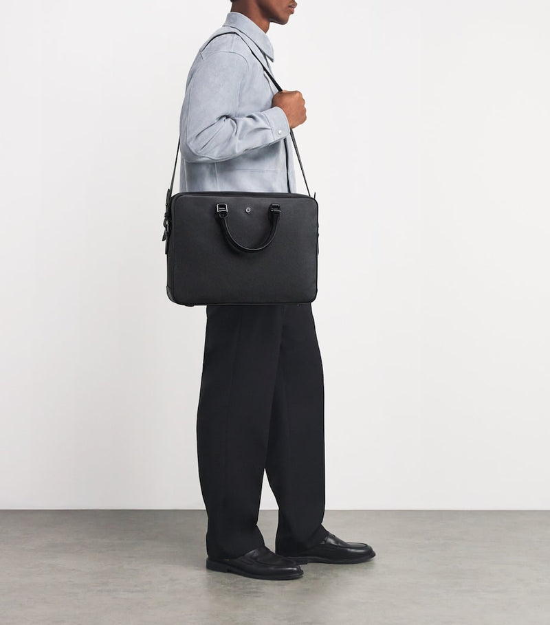 Saffiano Leather Briefcase with Compartmentalised Interior 30x40x7cm