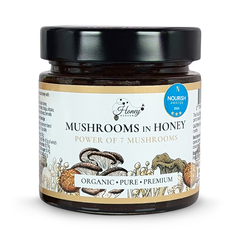 Honey Heaven organic mushroom honey 300g, UK version